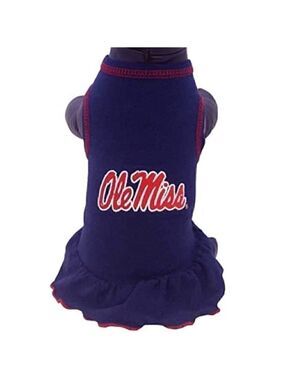 ALL Star Dogs NCAA Ole Miss Rebels Football Navy Blue/Red Dog Shirt/Dress SizeXL